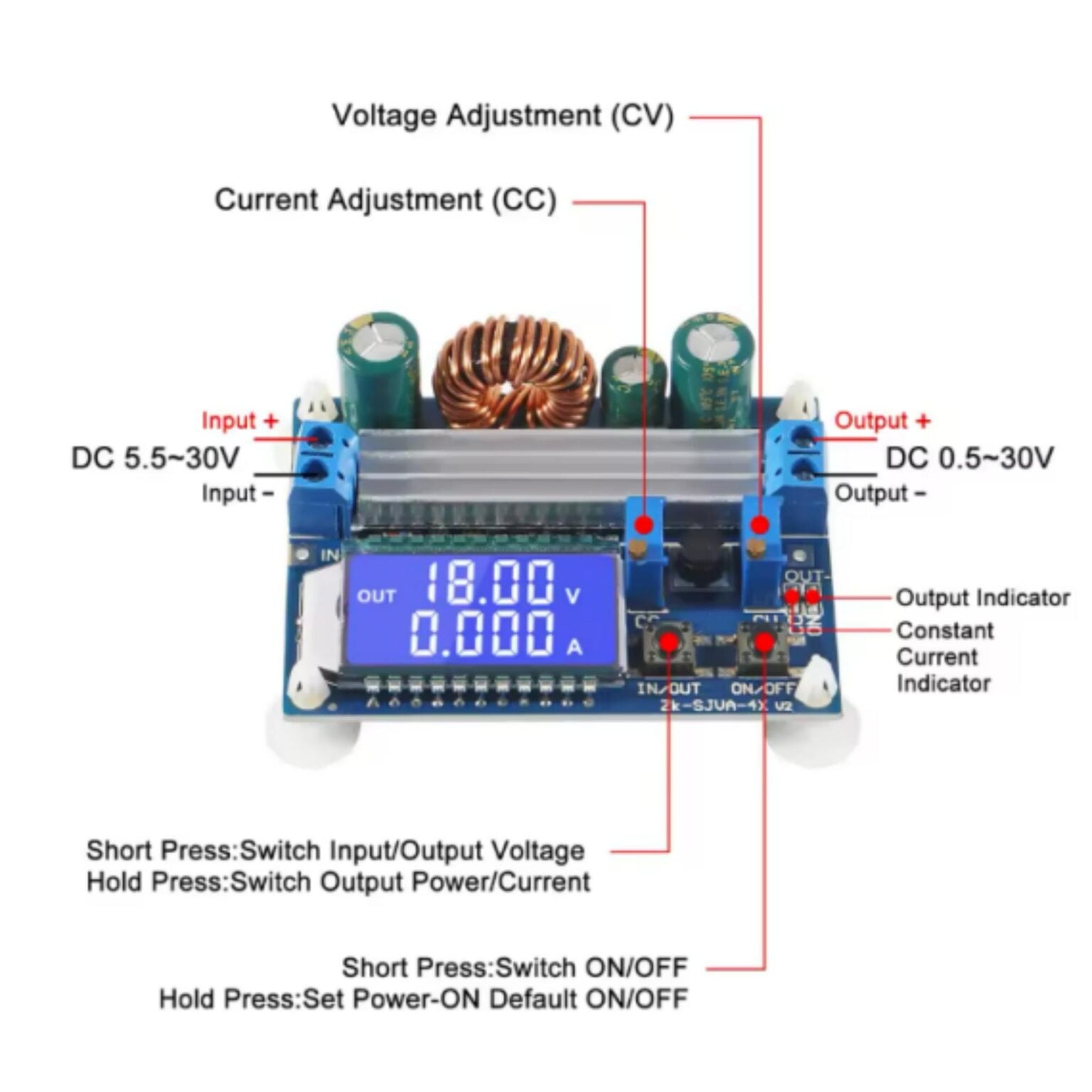 DC-DC Buck Boost Converter LCD Module – Easyelecmodule