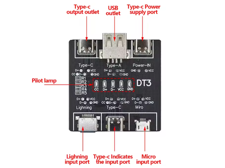DT3 USB Data Cable Detection Module Port Overview 1