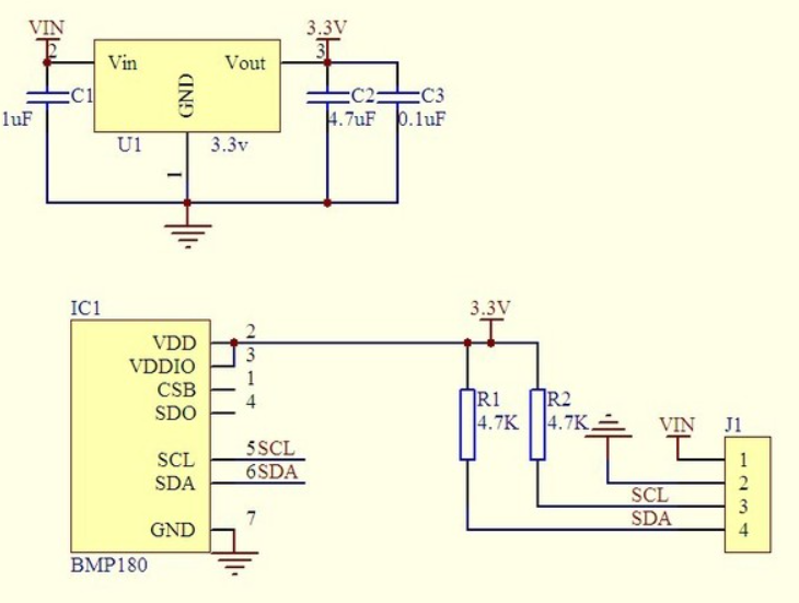 GY-68 BMP180 Schematic Diagram