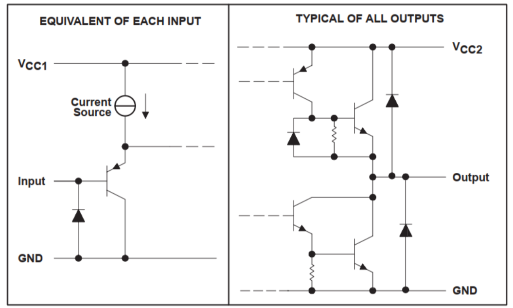 L293D Quad Half H Driver Input and Output Schematics