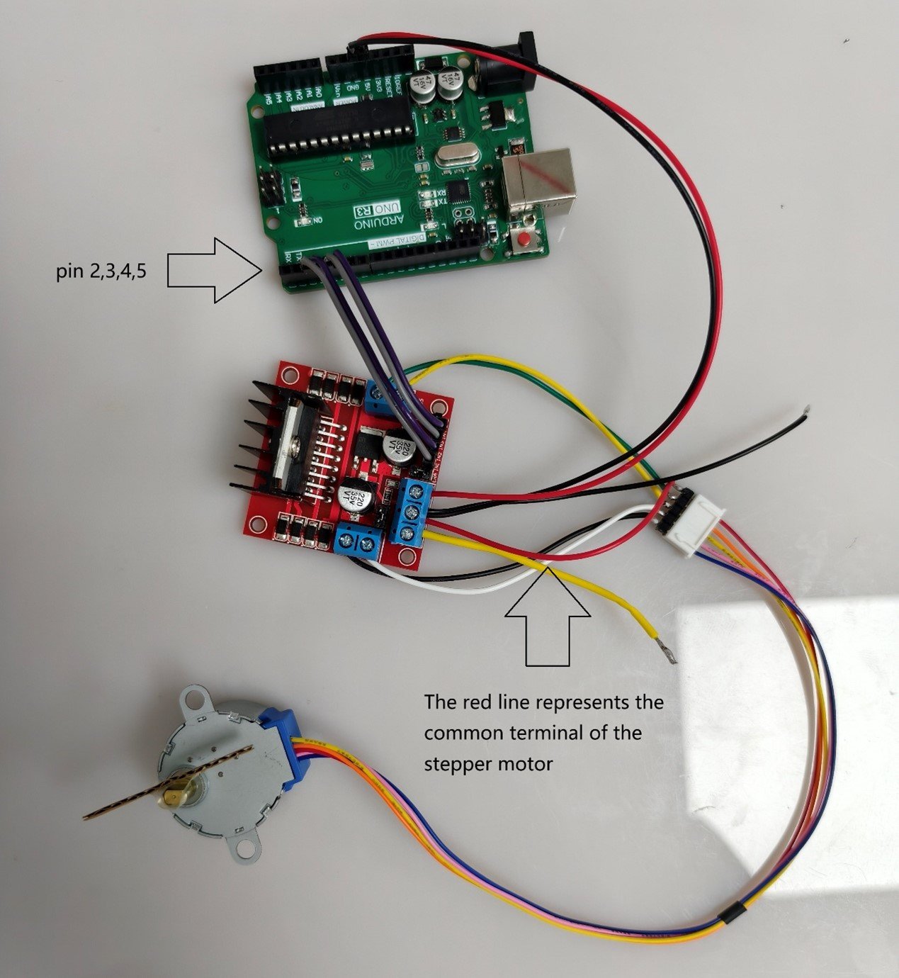 L298N Circuit Diagram for Driving Stepper Motor
