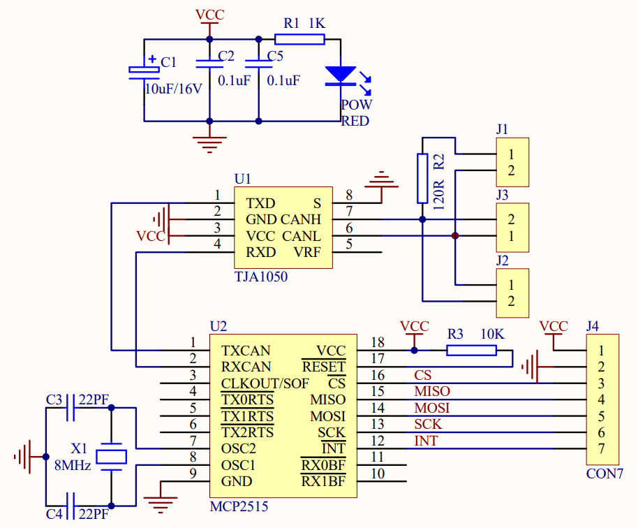 MCP2515 CAN Bus Module Schematic Diagram