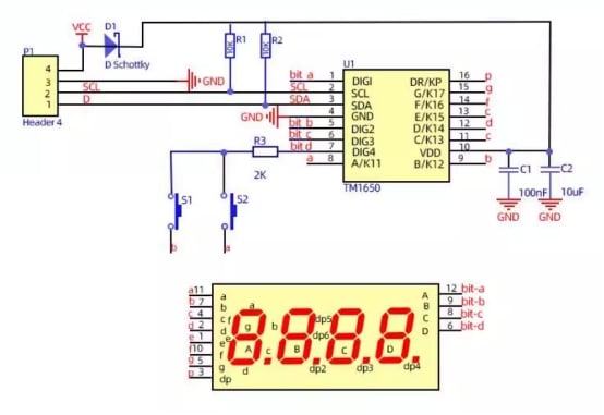 TM1650 schematic diagram