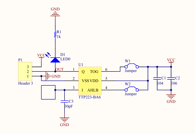 TTP223 touch sensor circuit diagram