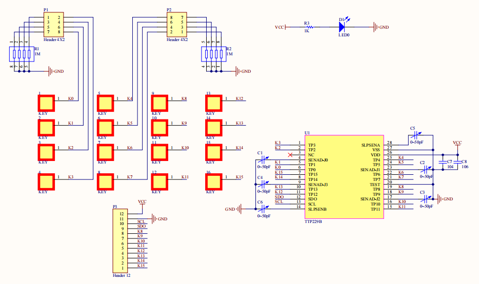 TTP229 Schematic Diagram