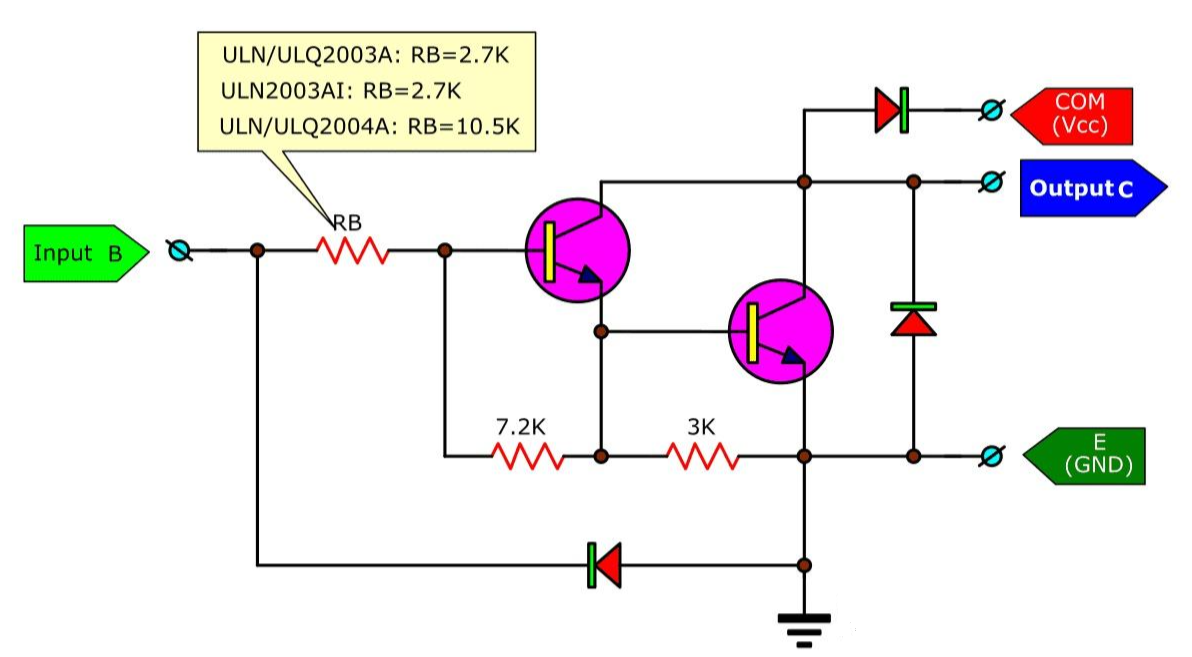 The circuit diagram of the single Darlington pair