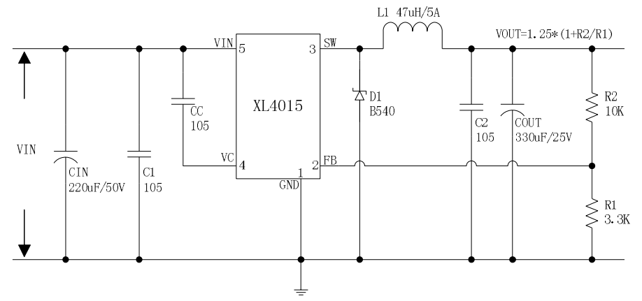 XL4015 Typical Application Circuit